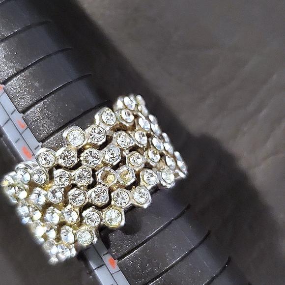 Silvertone Crystal Statement Ring - Picture 11 of 13